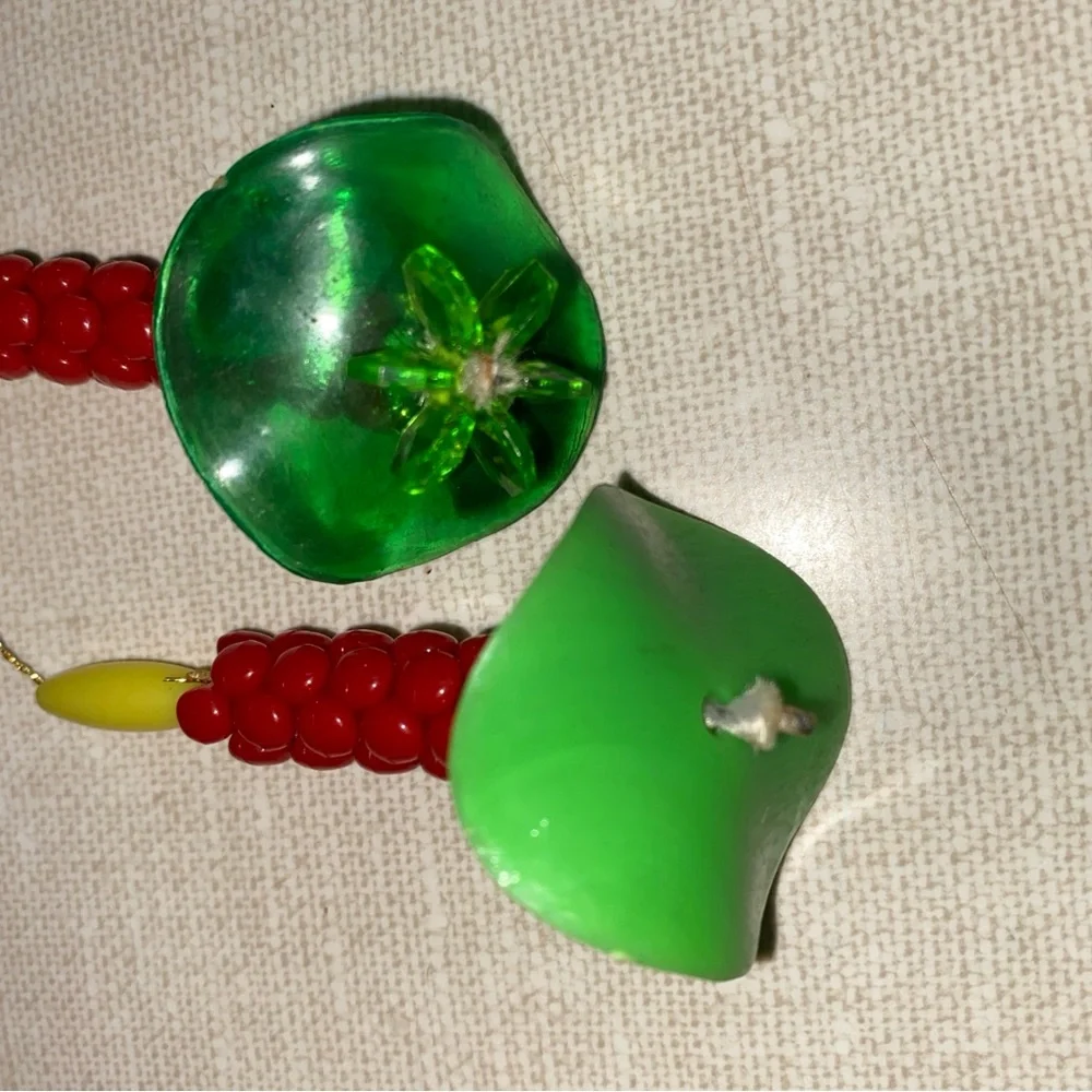 Vintage Handmade‎ Beaded Christmas Ornaments Bell Stocking Candlesticks 5 Pc Lot